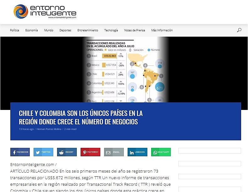 Chile y Colombia son los nicos pases en la regin donde crece el nmero de negocios